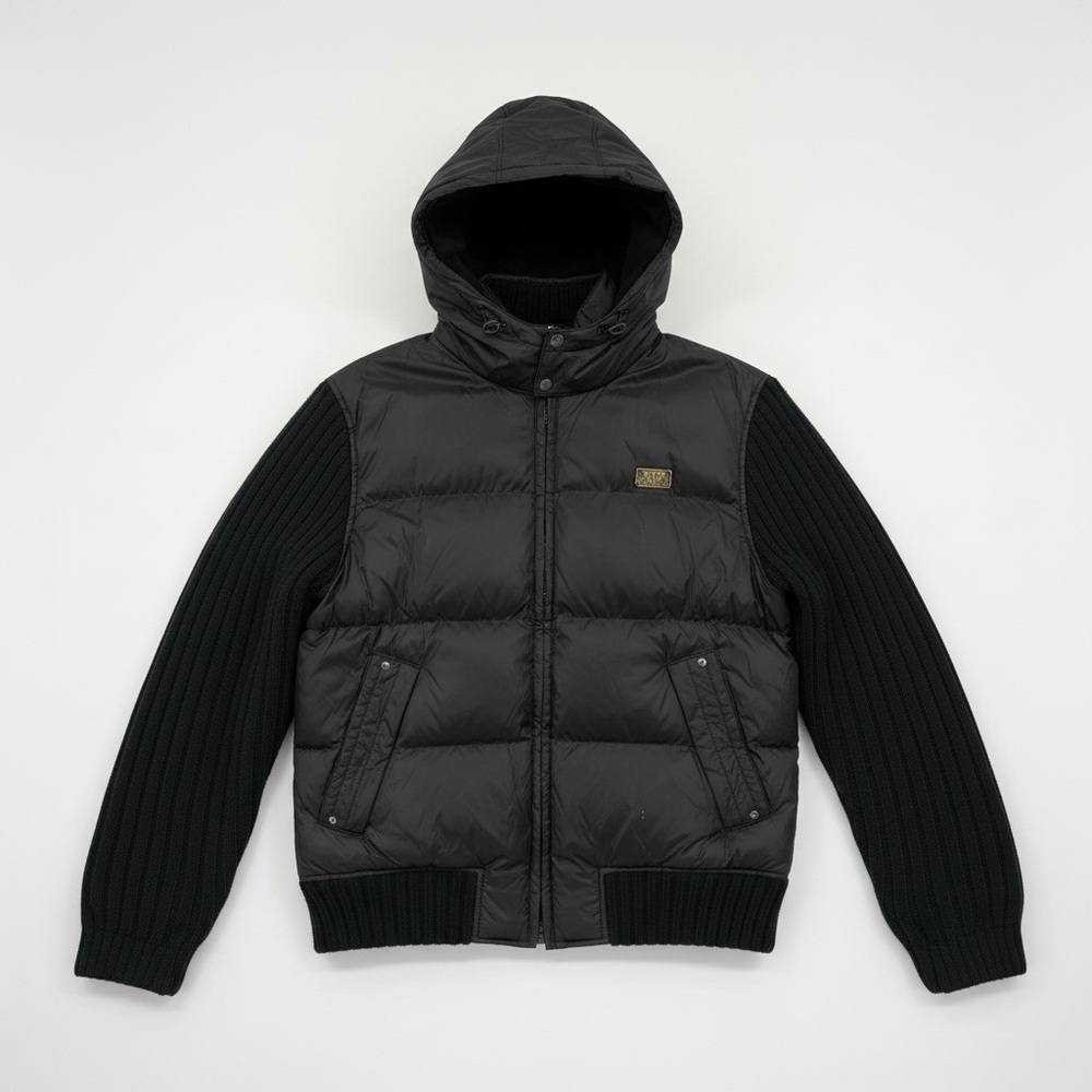 Disneyland Paris Black Hybrid Puffer Knit Sleeve Jacket Hood XL Unisex